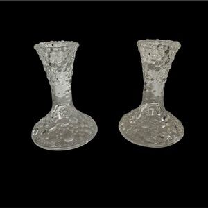 Set of 2 Clear Glass Hobnail Candle Holders – Elegant Textured Farmhouse Décor